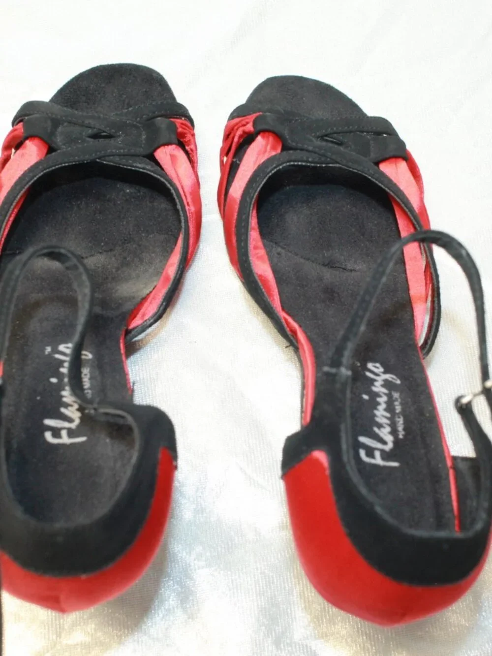 Flamingo Handmade Size 6.5 Red & Black Salsa Latin Dance Shoe Heels
